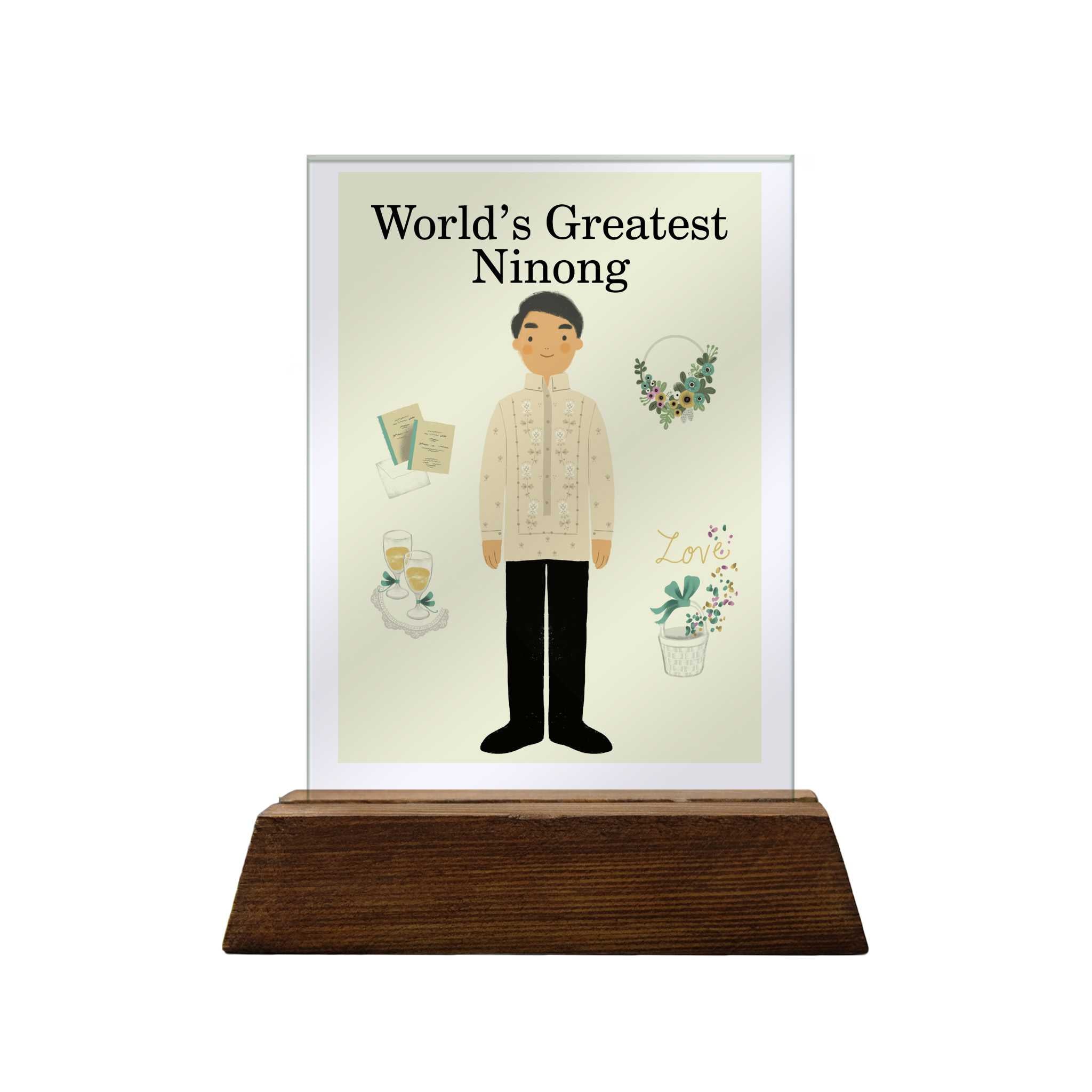 World's Greatest Ninong Colored Glass Plaque: Love