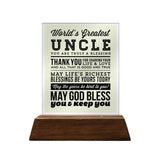 World's Greatest Uncle Glass Plaque
