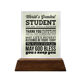 World's Greatest Student Glass Plaque