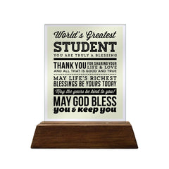 World's Greatest Student Glass Plaque