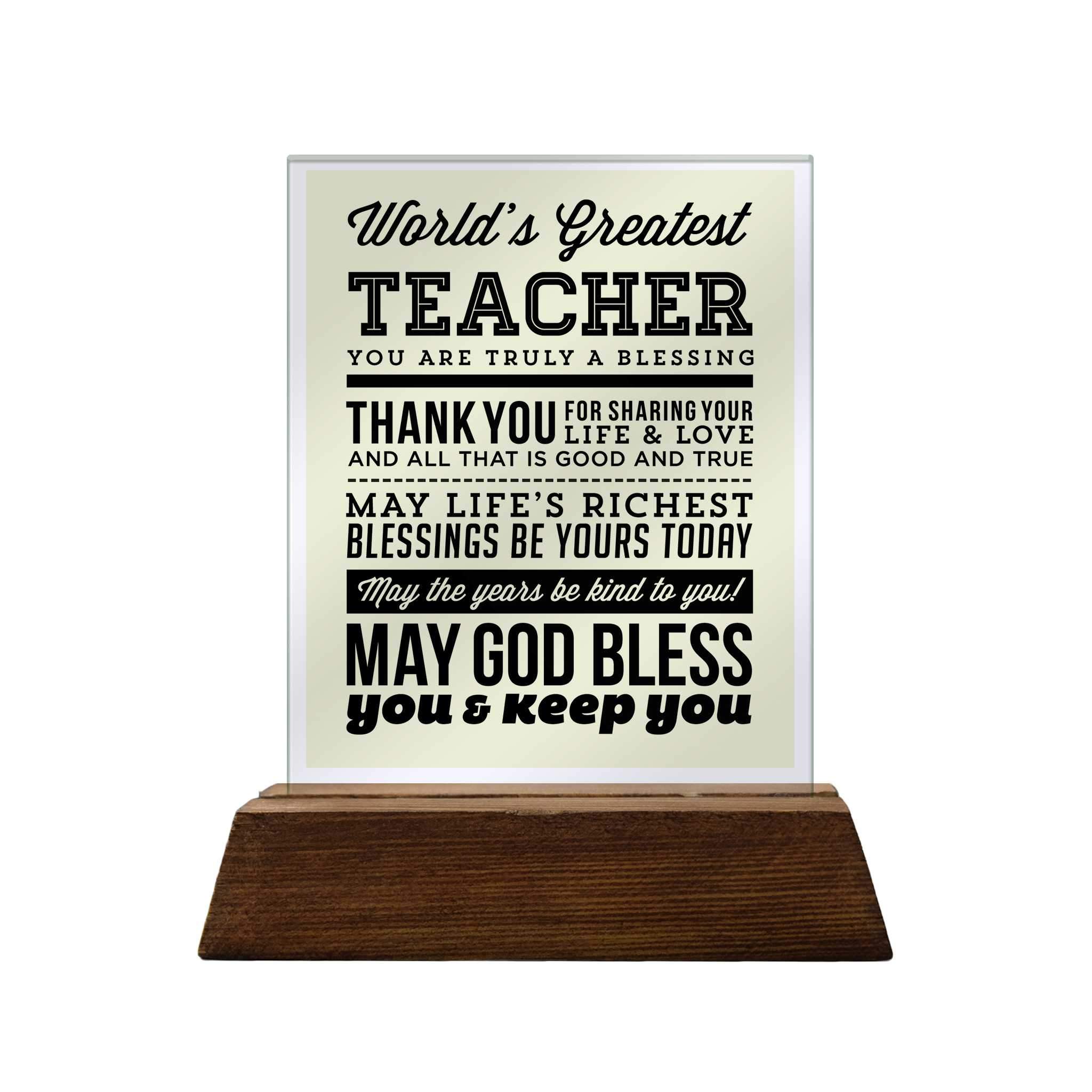 World's Greatest Teacher Glass Plaque