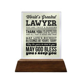 World's Greatest Lawyer Glass Plaque