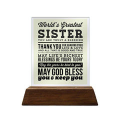 World's Greatest Sister Glass Plaque