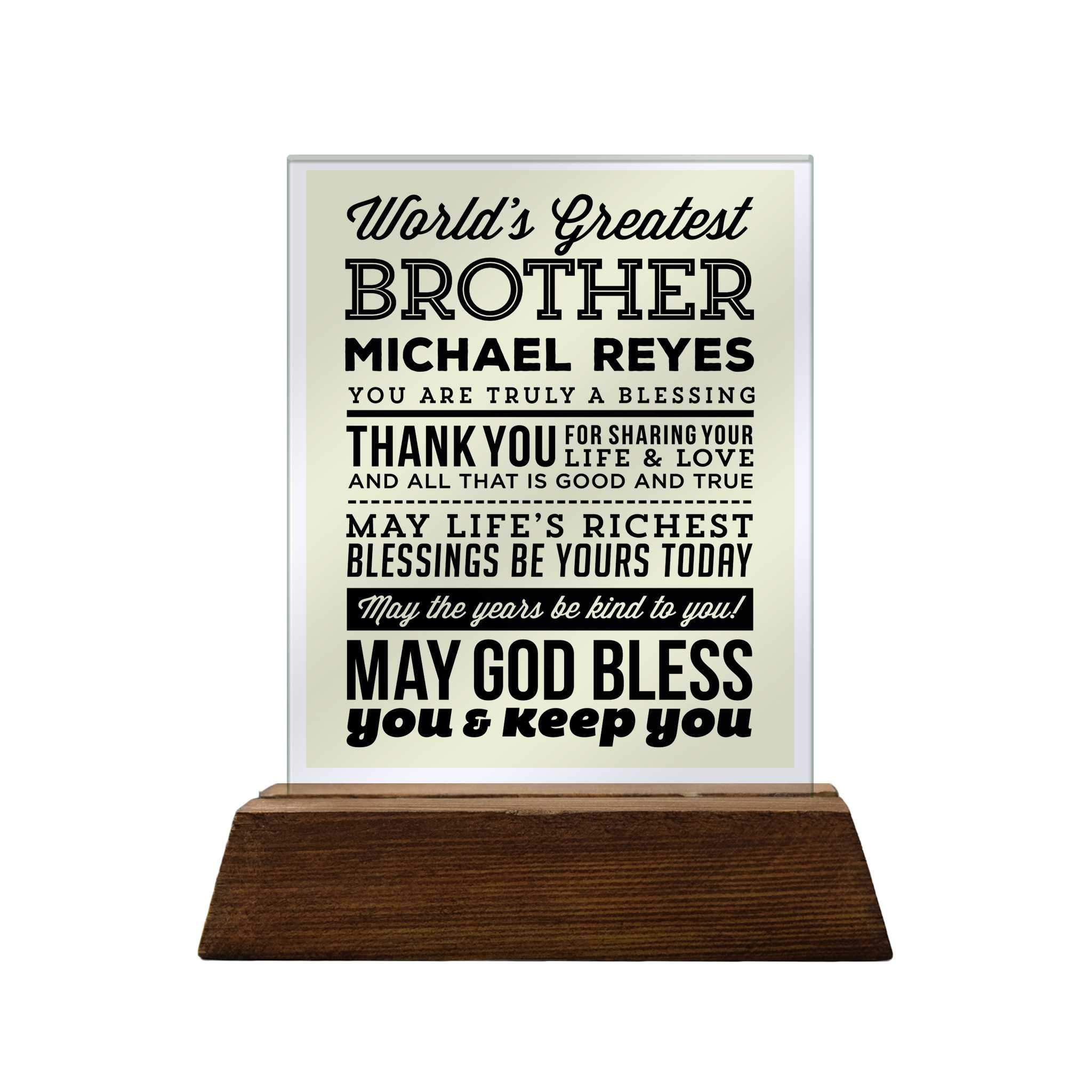 World's Greatest Brother Glass Plaque