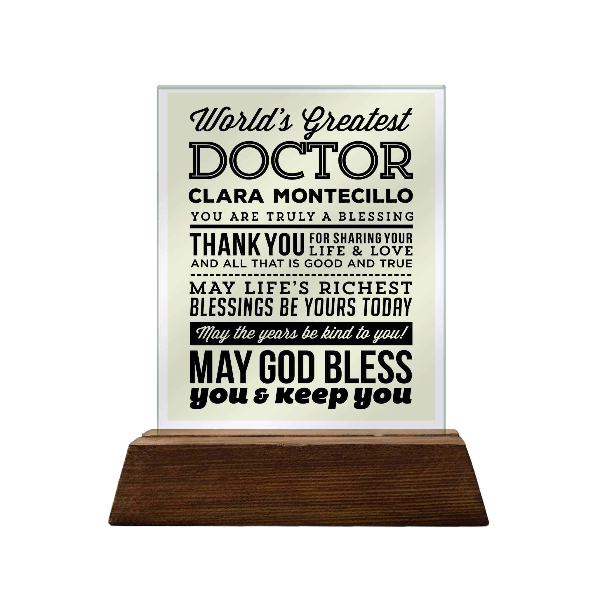 World's Greatest Doctor Glass Plaque