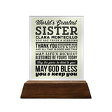 World's Greatest Sister Glass Plaque