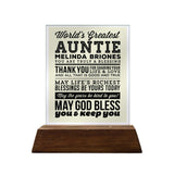 World's Greatest Auntie Glass Plaque
