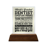 World's Greatest Dentist Glass Plaque