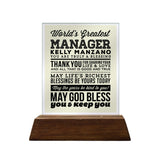 World's Greatest Manager Glass Plaque