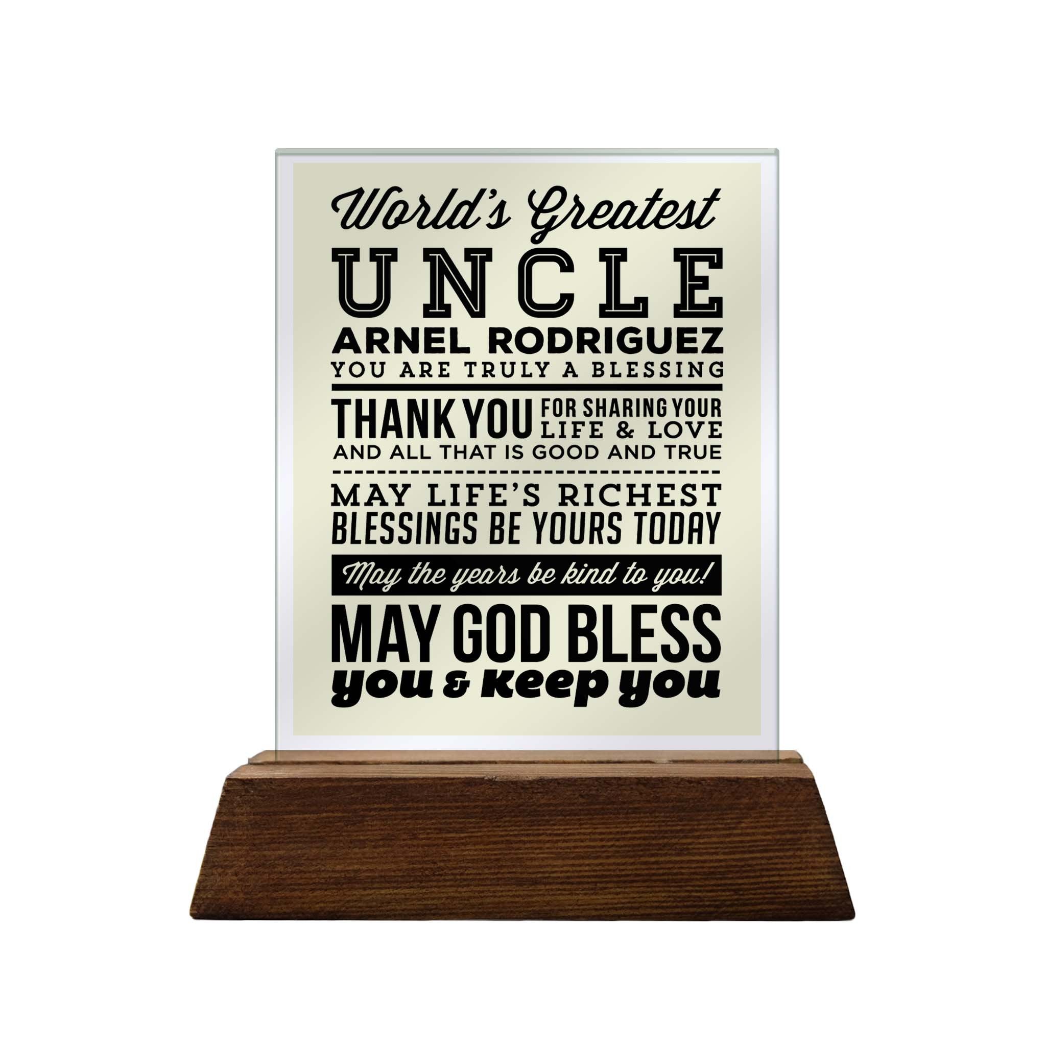 World's Greatest Uncle Glass Plaque