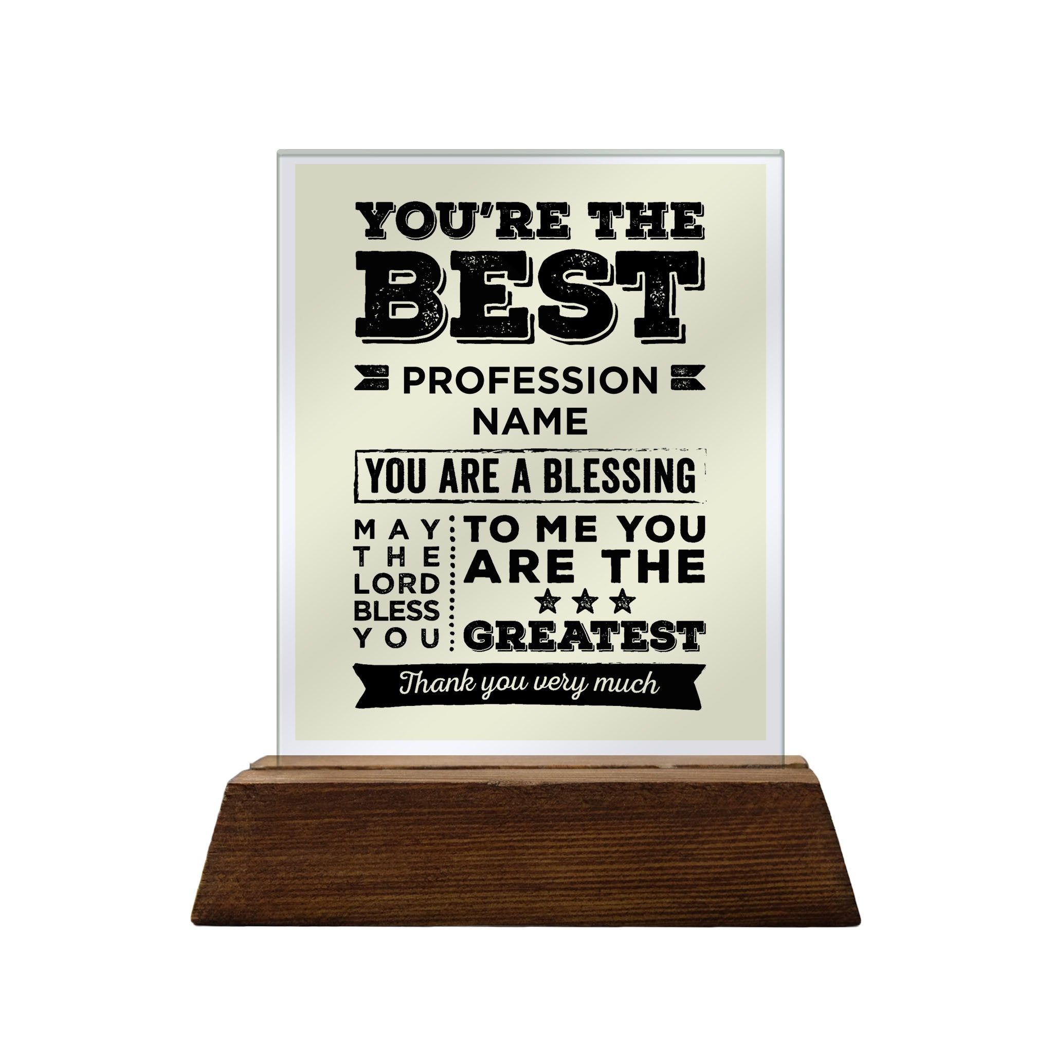 You're the Best Personalized Glass Plaque