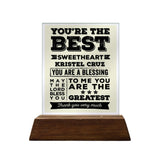 You're the Best Sweetheart Glass Plaque