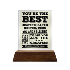 You're the Best Sweetheart Glass Plaque