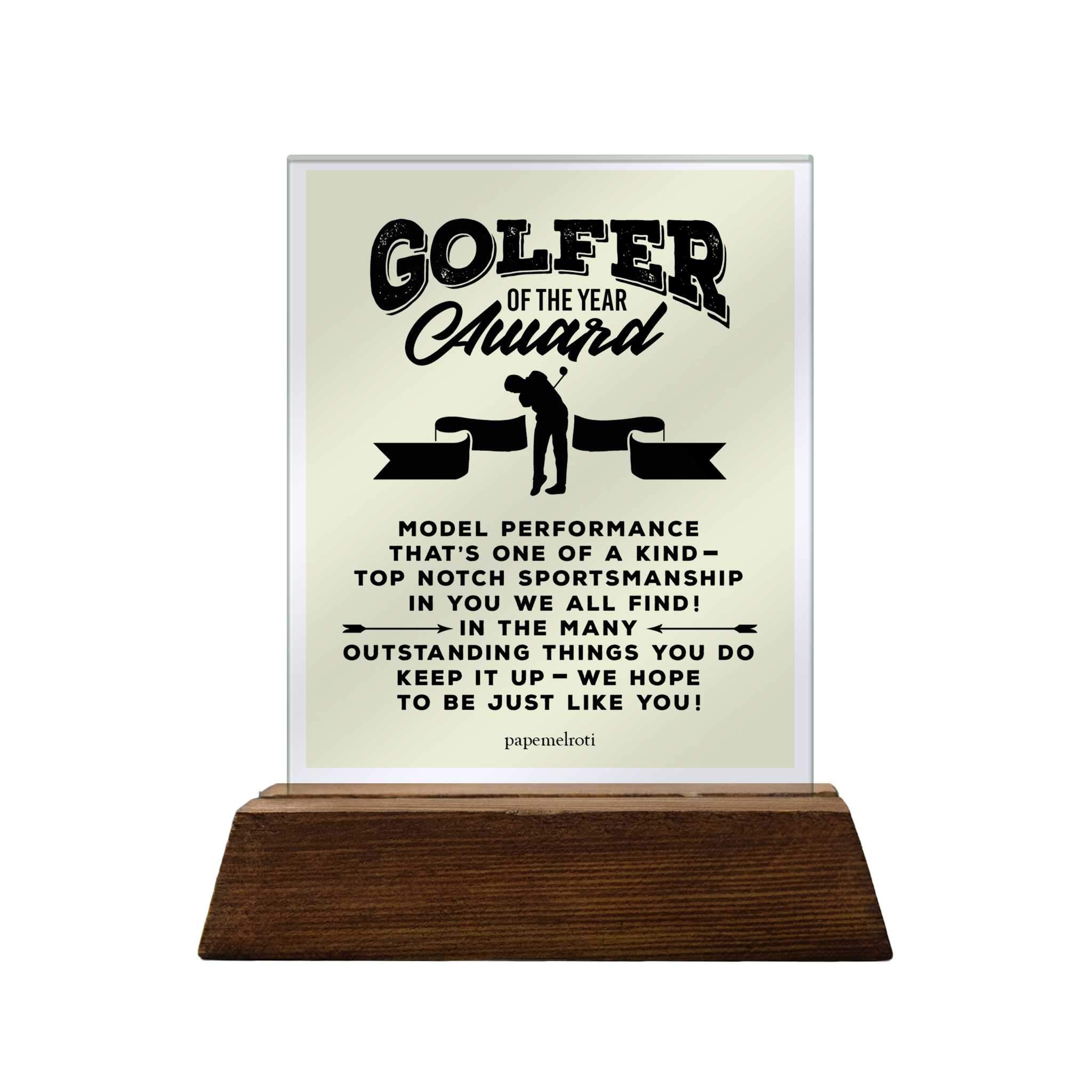Golfer of the Year Award Glass Plaque