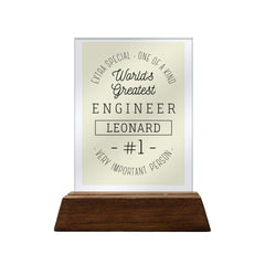 Extra Special One Of A Kind Engineer Glass Plaque