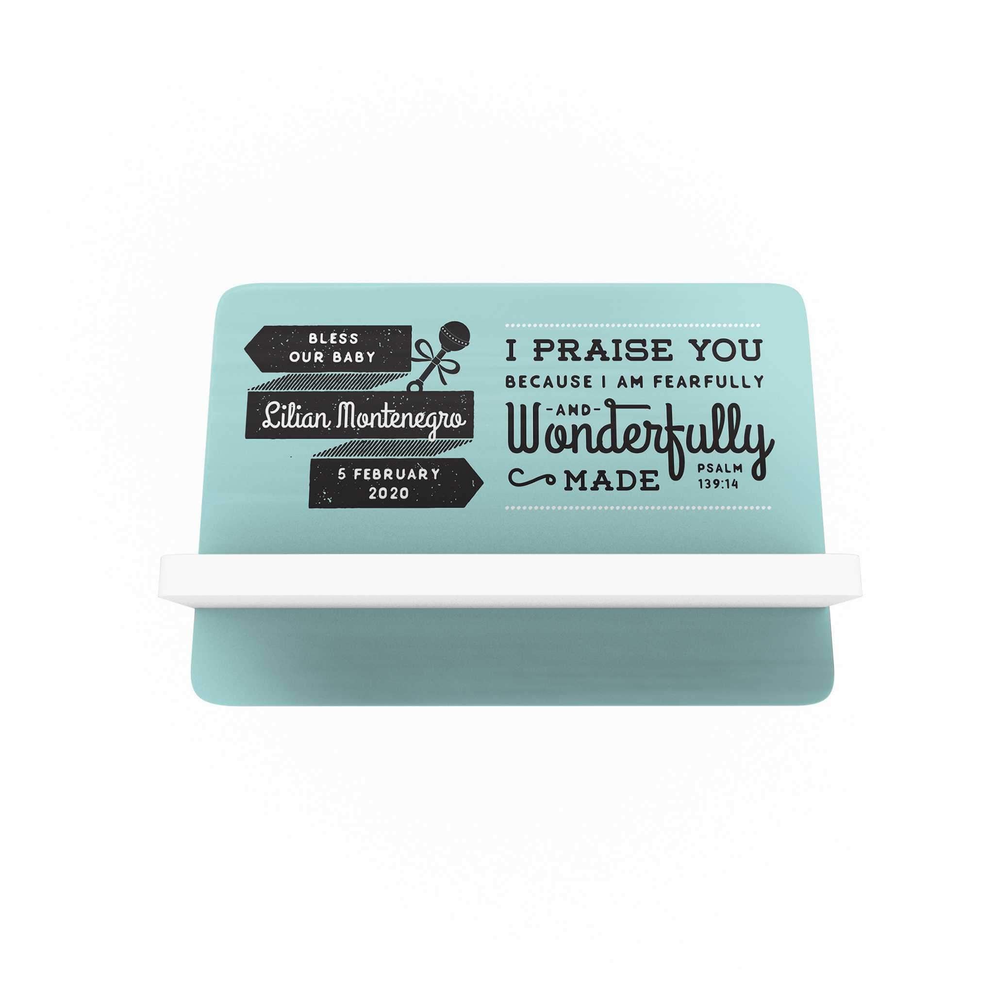 Words Personalized Cellphone Holder: Blue Green