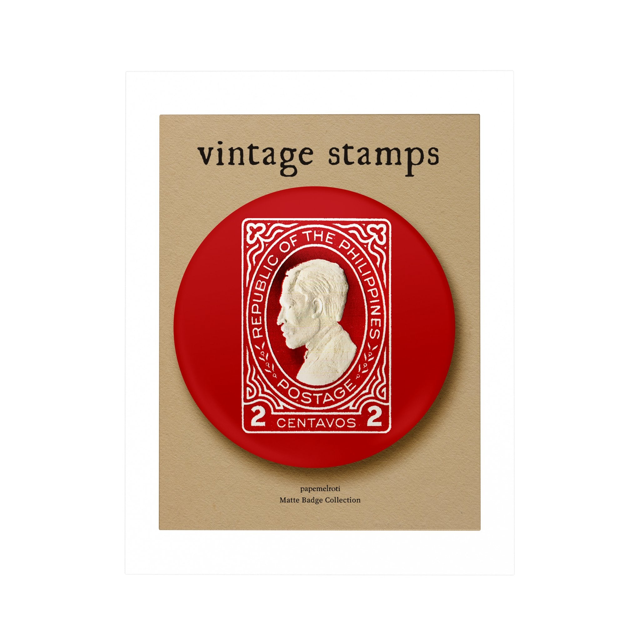 Vintage Philippine Stamps Badge: RP Postage