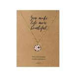 Round Quilt Necklace Jewelry Gift Card: Pink