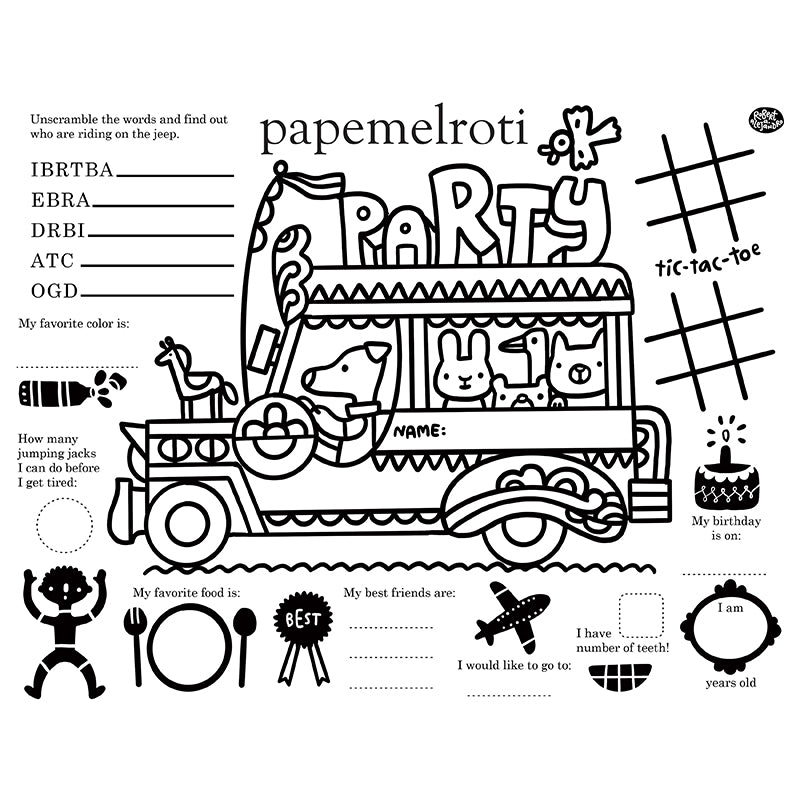 Animal Jeepney Printable Activity Placemat