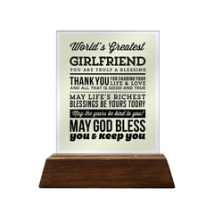 World's Greatest Girlfriend Glass Plaque