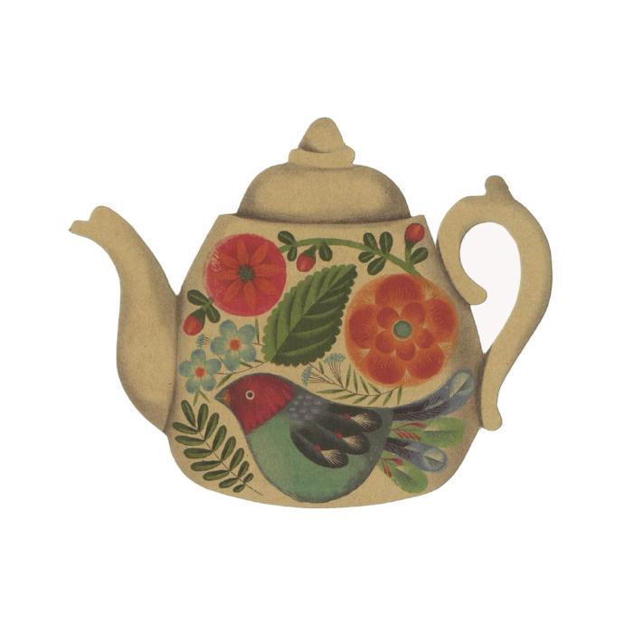 Avian Floral Teapot Postcard